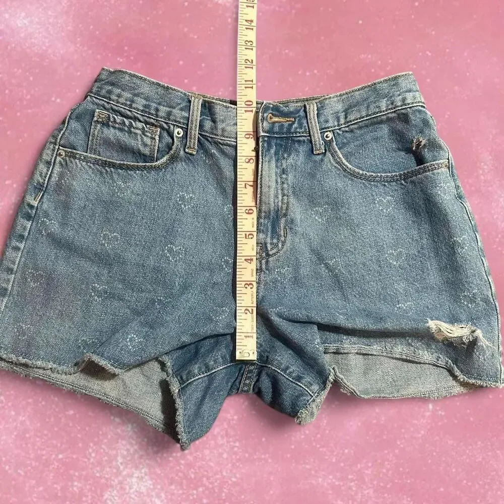 Denim shorts with hearts